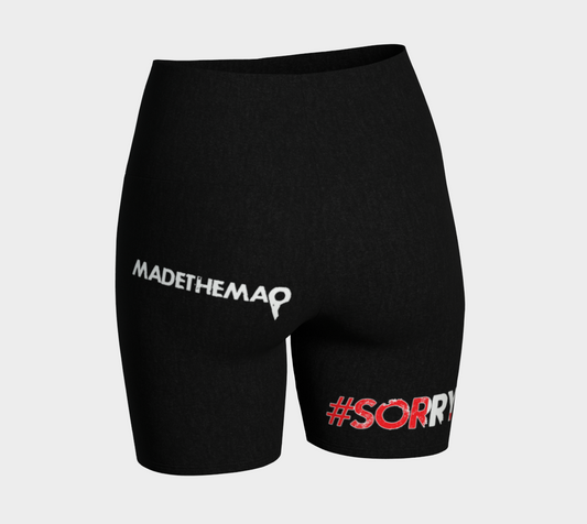 MADETHEMAP #SORRYNOTSORRY Logo Cross Yoga Shorts